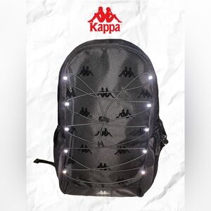 Kappa Men's Black Backpack With Bungee Cord Detail